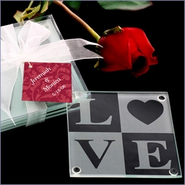 "Love Glass Coaster Wedding Favor"